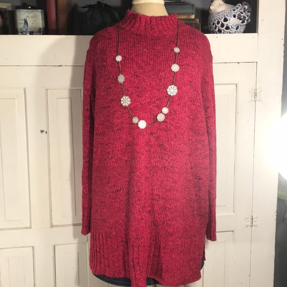 VINTAGE long oversized mock turtleneck sweater 1x - Picture 1 of 8